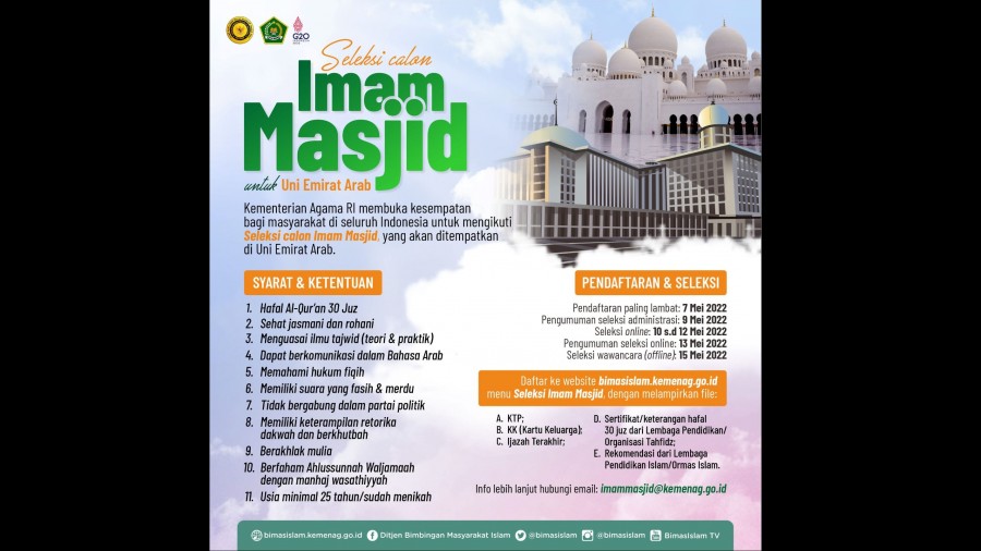Dicari 150 Orang untuk Jadi Imam Masjid di Uni Emirat Arab, Ini Syaratnya